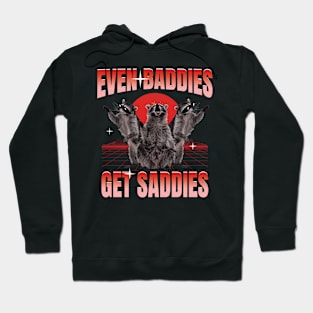 Even Baddies Get Saddies Funny Raccoons Hoodie